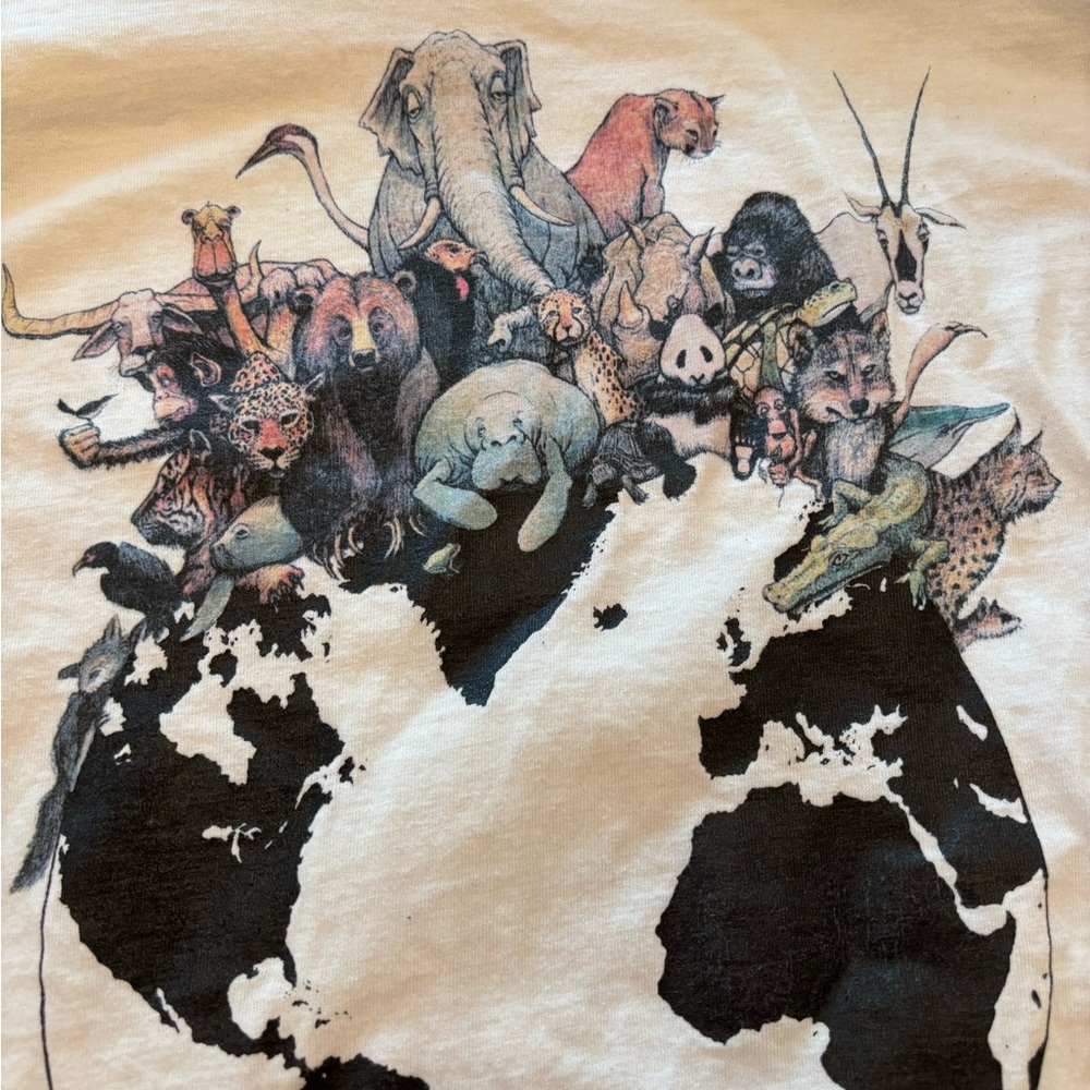 They Were Here First earth animal planet long sleeve white shirt save world top - Picture 8 of 11